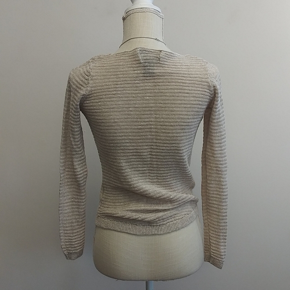 Tahari 100% Linen Cream Knit Top - Picture 9 of 10